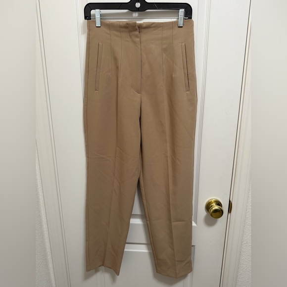Zara Pants - Zara Camel High-Waist Straight Trousers
